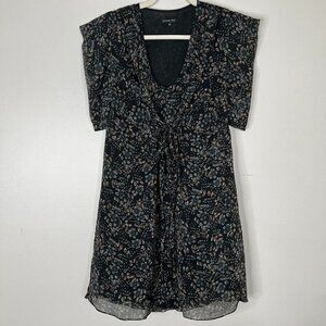 Patrizia Pepe Ditsy Floral Tie Front Flowy Short Sleeve Dress
